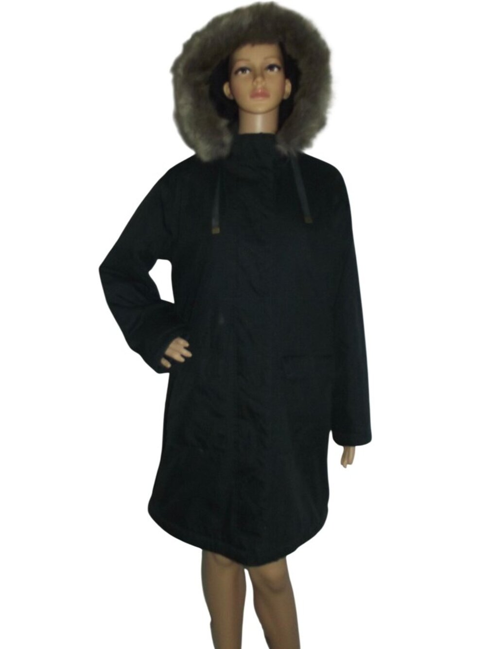 Universal Thread Parka Coat Womens Size Medium Dark Grey Hooded Faux-Fur